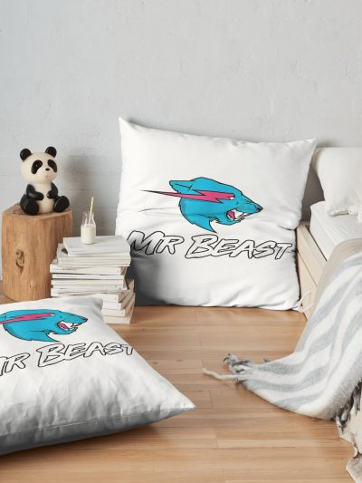 Funny Mr Beast With Gamingtyle Throw pillow Official Mr Beast Shop Merch