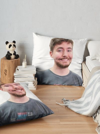 Mr Beast Jimmy  Throw pillow Official Mr Beast Shop Merch