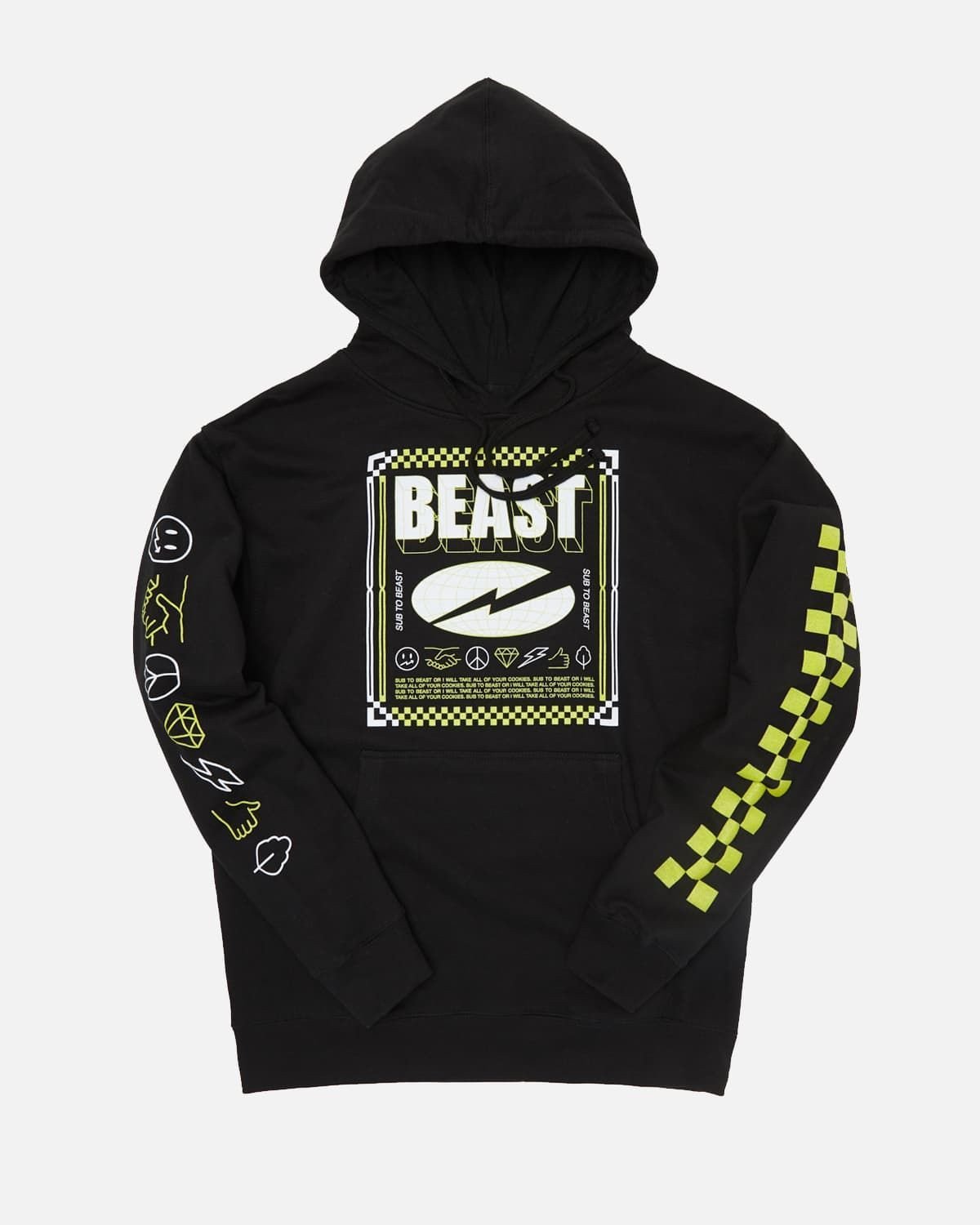 MrBeast Checkered Beast' Pullover Hoodie - MrBeast Shop