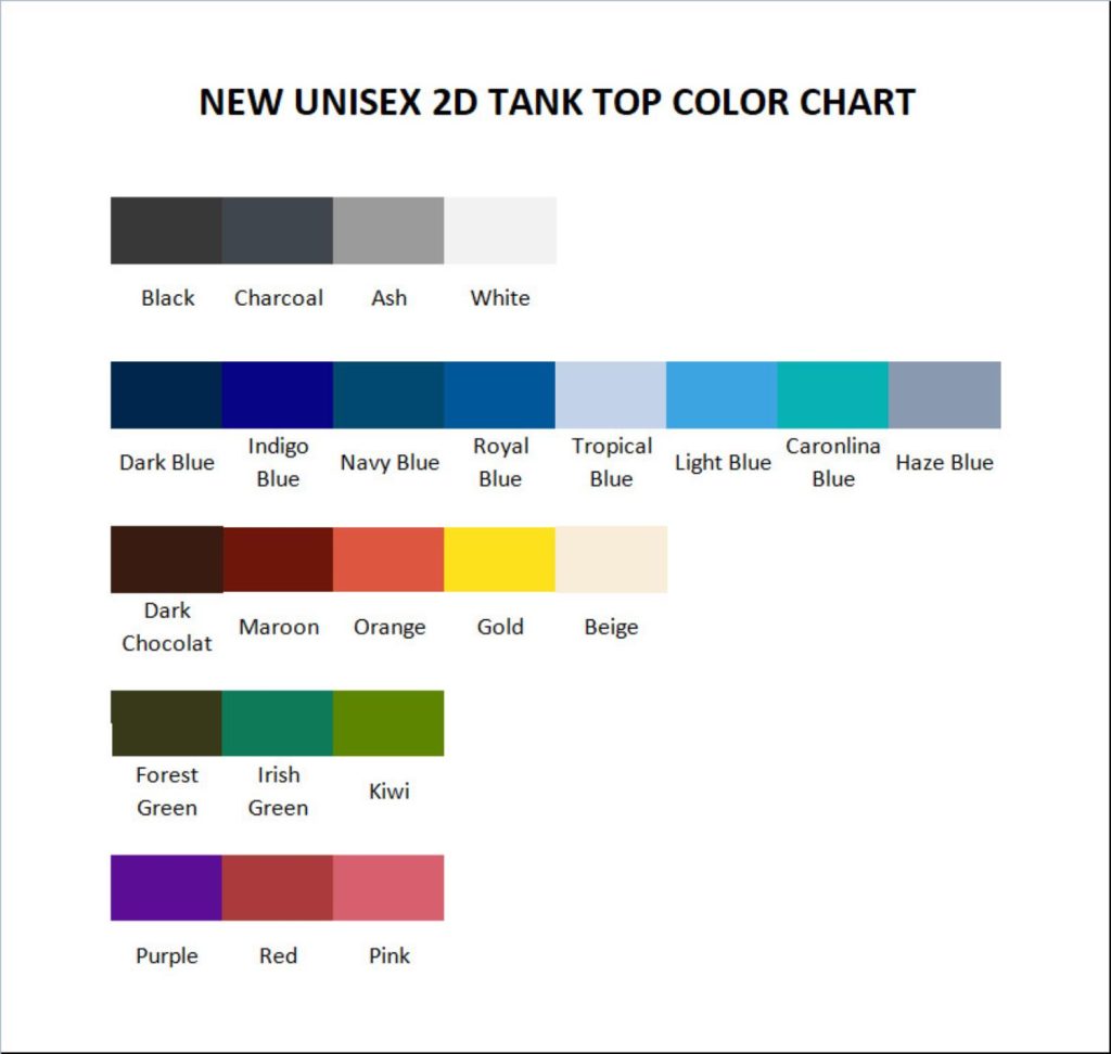 tank top color chart - MrBeast Shop